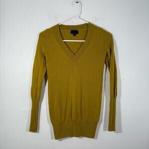 J. Crew Collection Moss Green 100% Italian Cashmere V Neck Sweater Size XXS